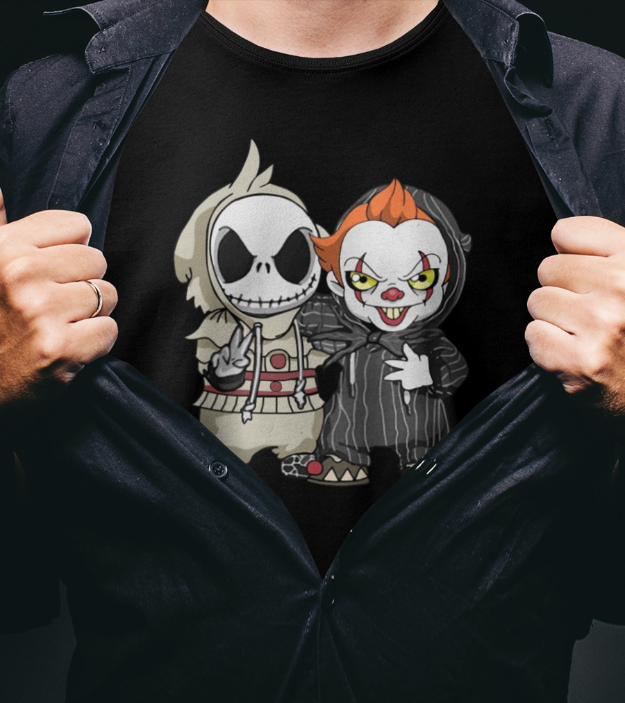 Baby Jack Skellington Pennywise Cute Horror Character Mashup T-Shirt