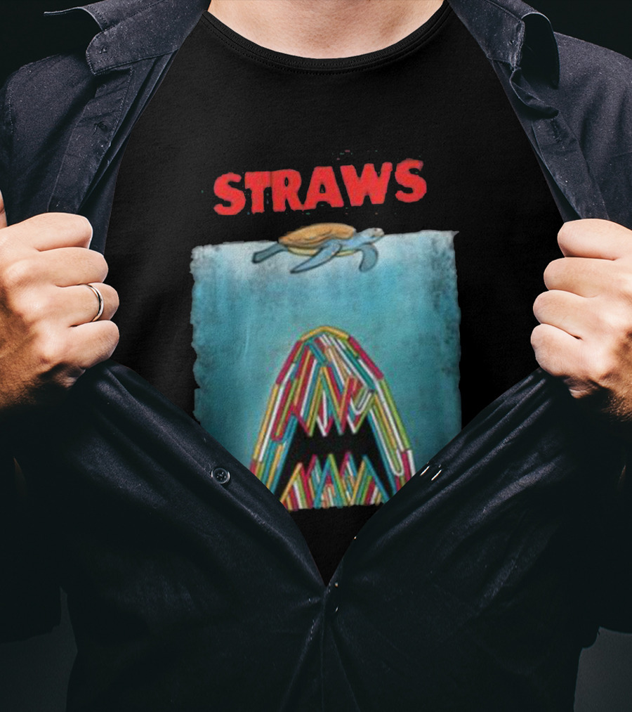 STRAWS Turtle Ocean Straws Mouth T-Shirt