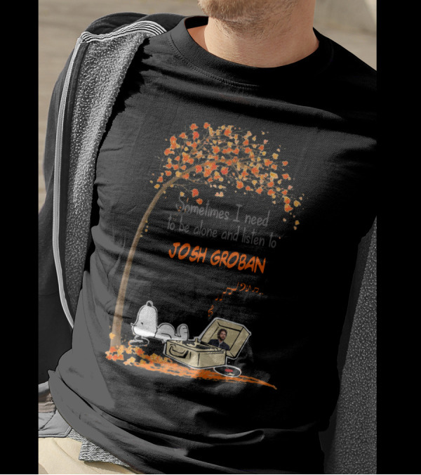 Snoopy Sometimes I Need To Be Alone And Listen To Josh Groban Fall Tree Scene T-Shirt