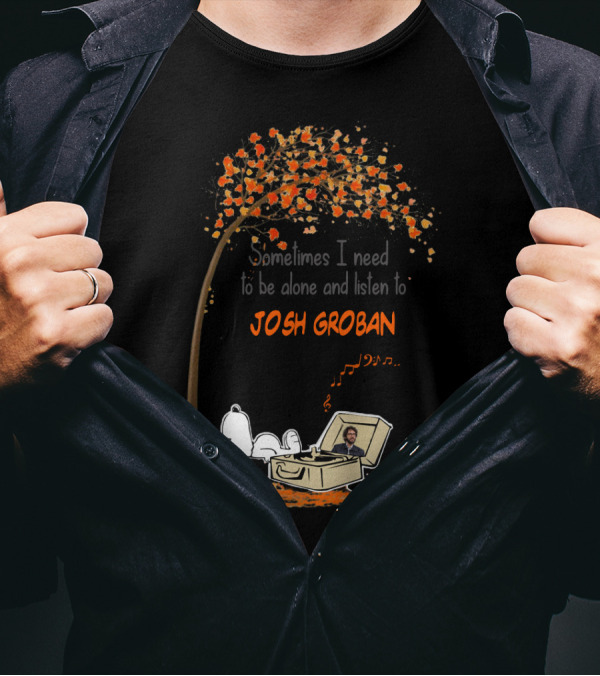 Snoopy Sometimes I Need To Be Alone And Listen To Josh Groban Fall Tree Scene T-Shirt