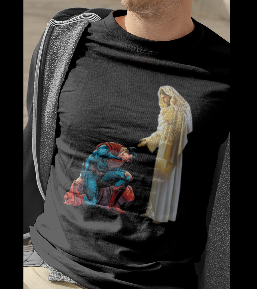 Superman Kneels Before God Jesus T-Shirt