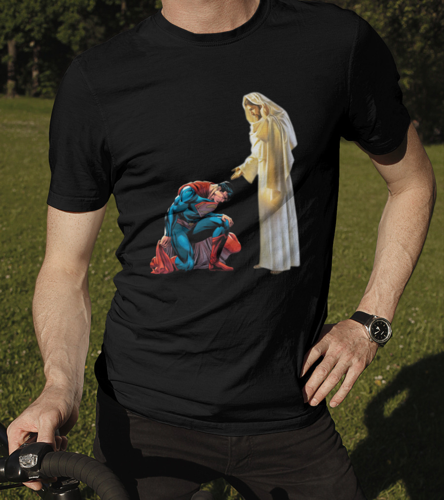 Superman Kneels Before God Jesus T-Shirt
