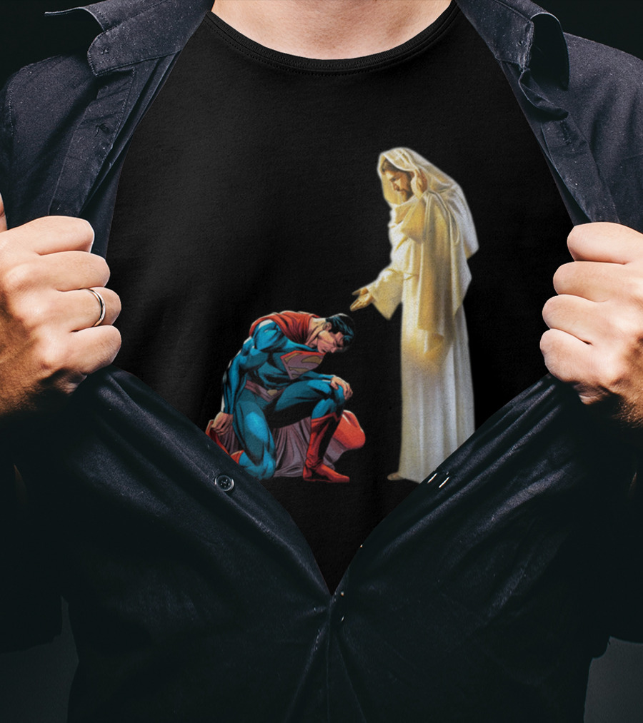 Superman Kneels Before God Jesus T-Shirt
