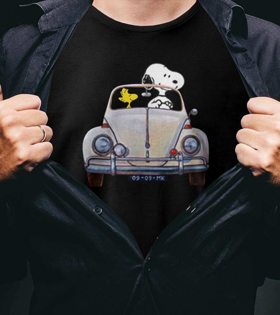 Snoopy And Woodstock 09-09-MK Car Adventure T-Shirt