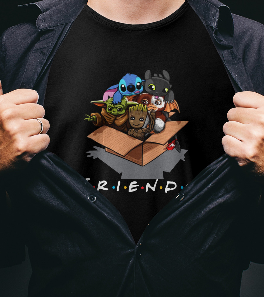 Baby Yoda Gizmo Groot Stitch Toothless Friends Box T-Shirt