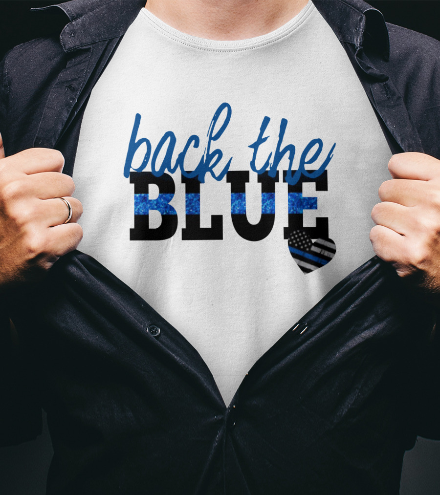 Back The Blue Thin Blue Line Heart T-Shirt