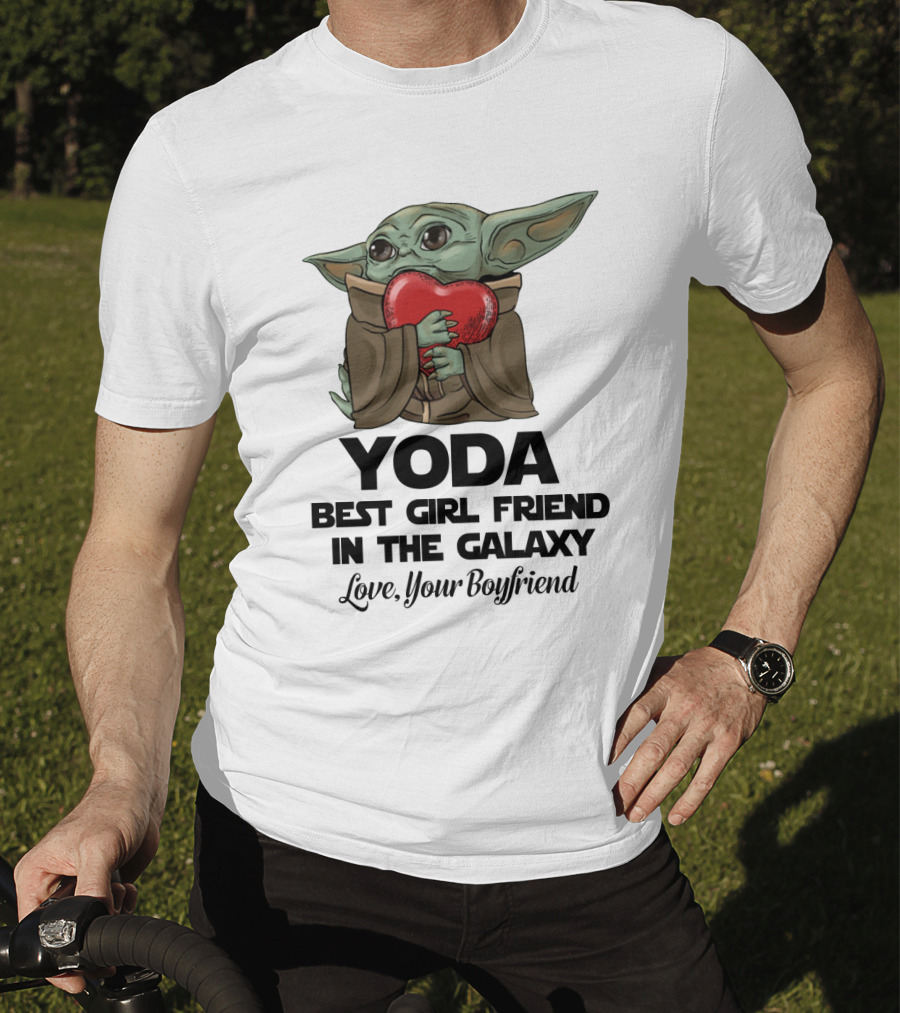 Yoda Best Girl Friend In The Galaxy Love Your Boyfriend Heart Hugging T-Shirt