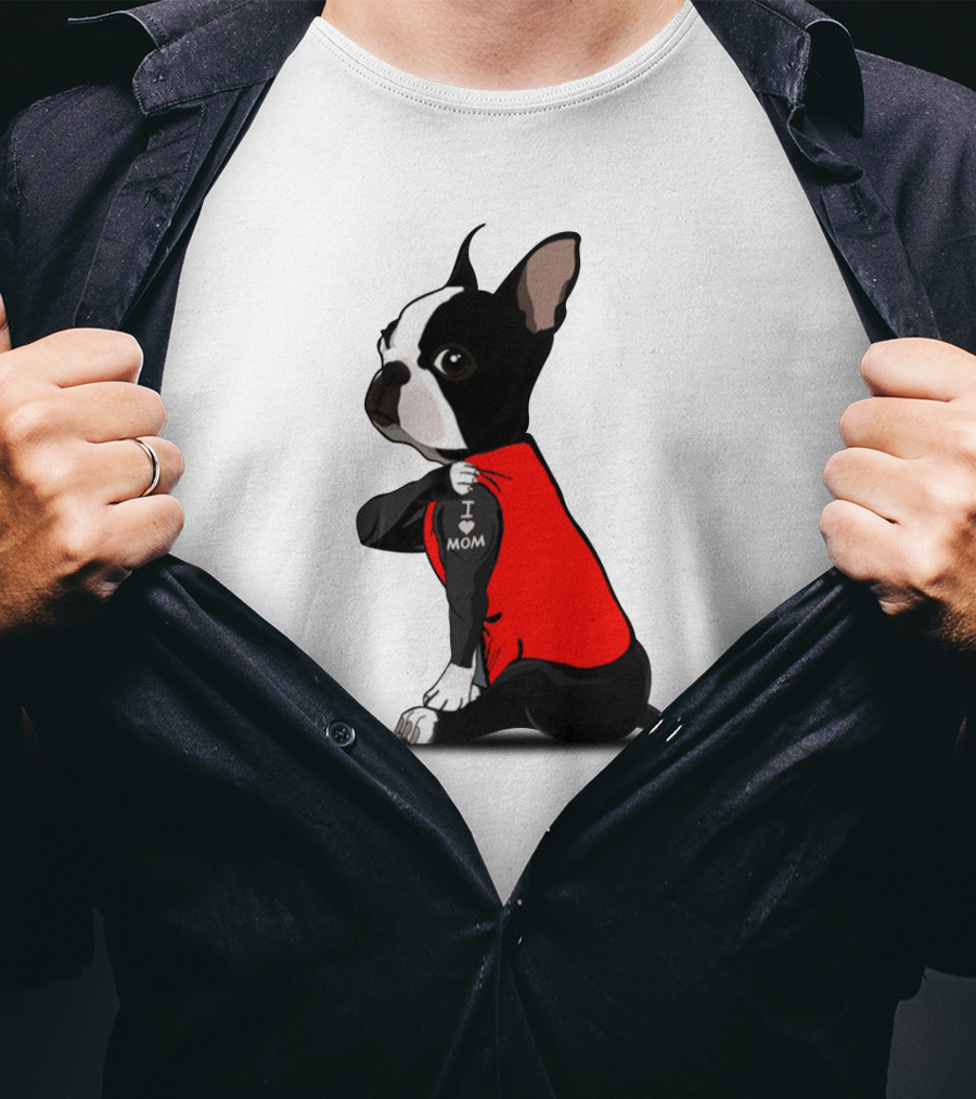 Boston Terrier I Love Mom T-Shirt