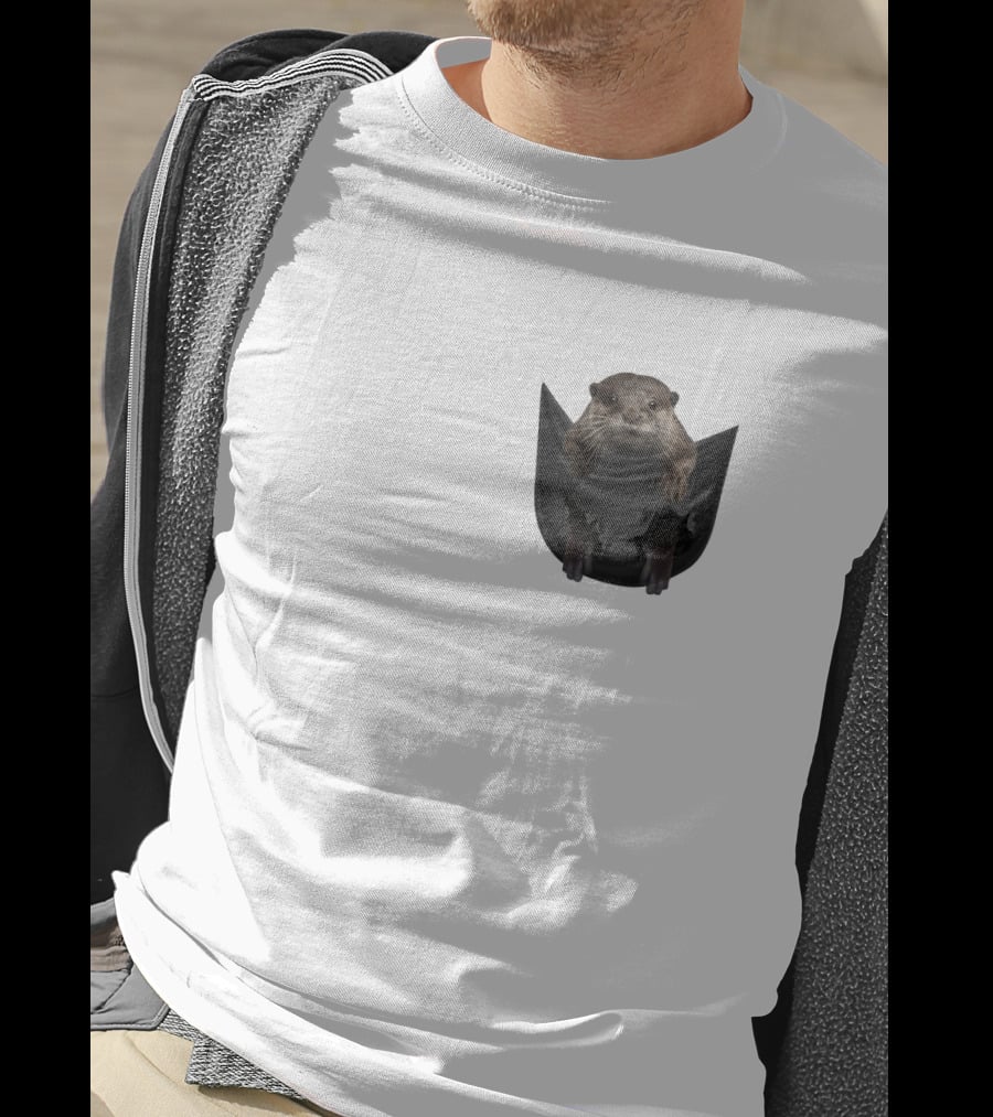 Otter In Black Pocket T-Shirt