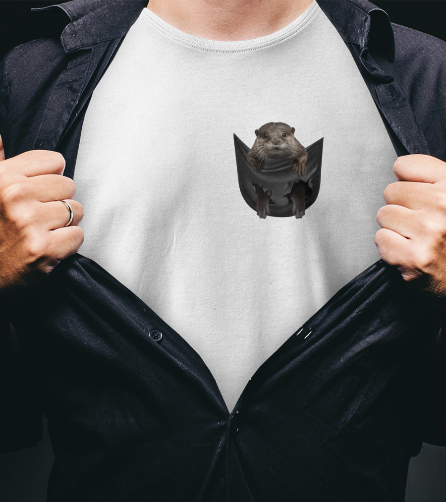 Otter In Black Pocket T-Shirt