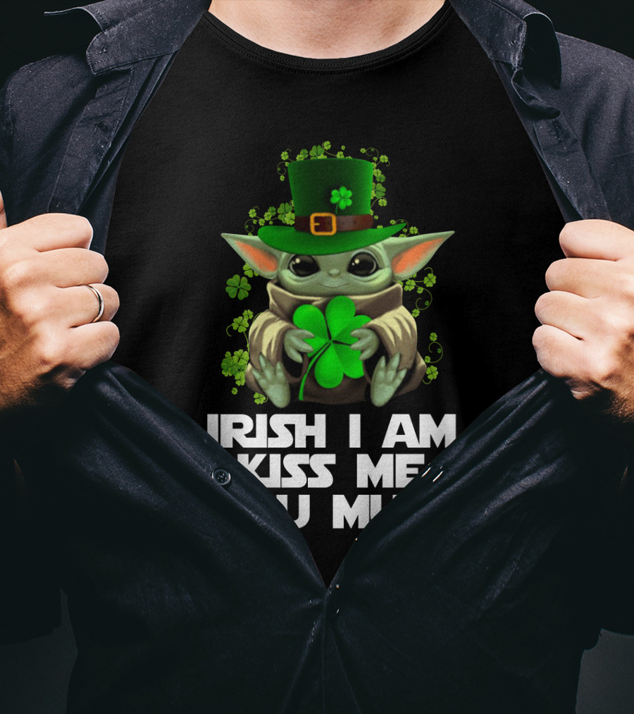 Yoda Irish I Am Kiss Me You Must St. Patrick's Day Baby Yoda Shamrock Hat T-Shirt