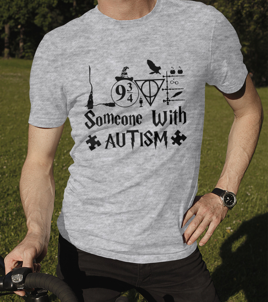 Love Someone With Autism 9 3/4 Wizard Elements Puzzle Pieces T-Shirt