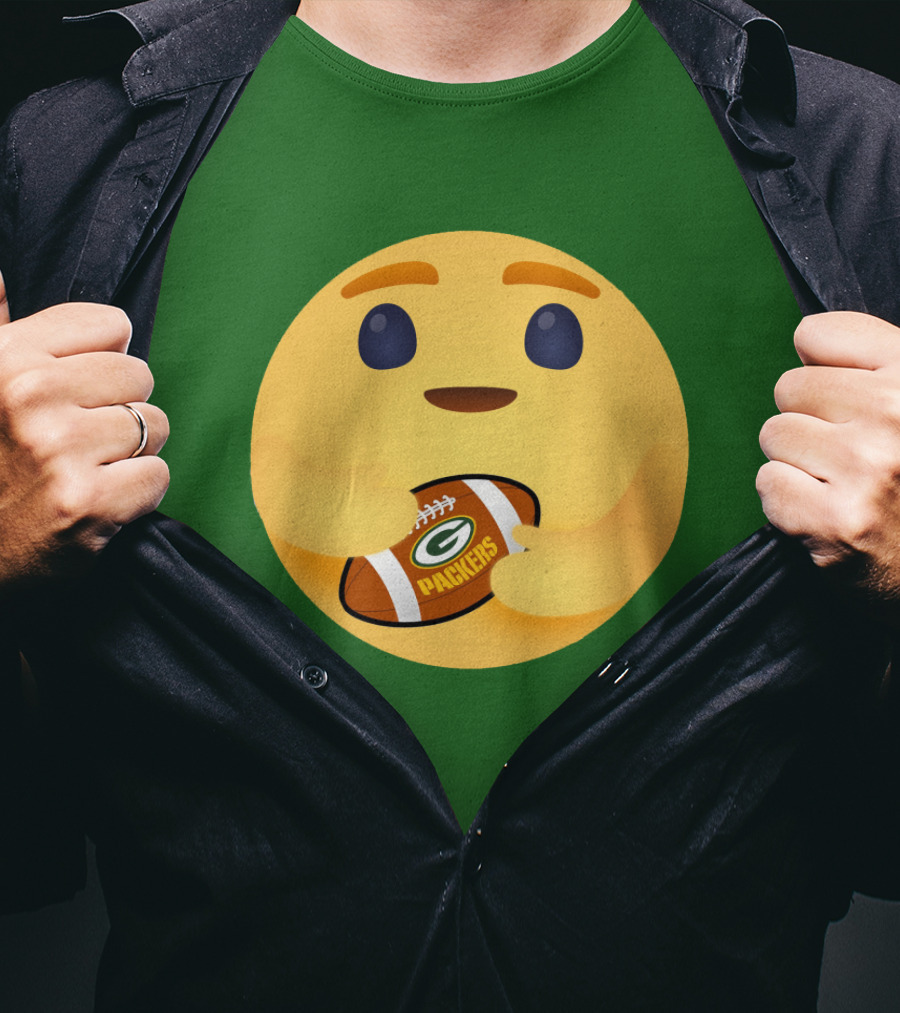 Care Emoji Hugs Green Bay Packers Football T-Shirt