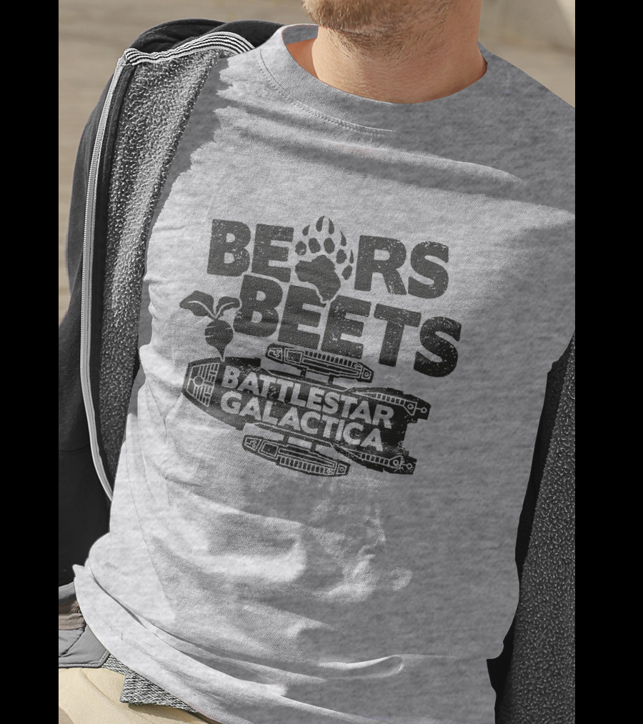 Bears Beets Battlestar Galactica Paw Print Spaceship Beetroot T-Shirt
