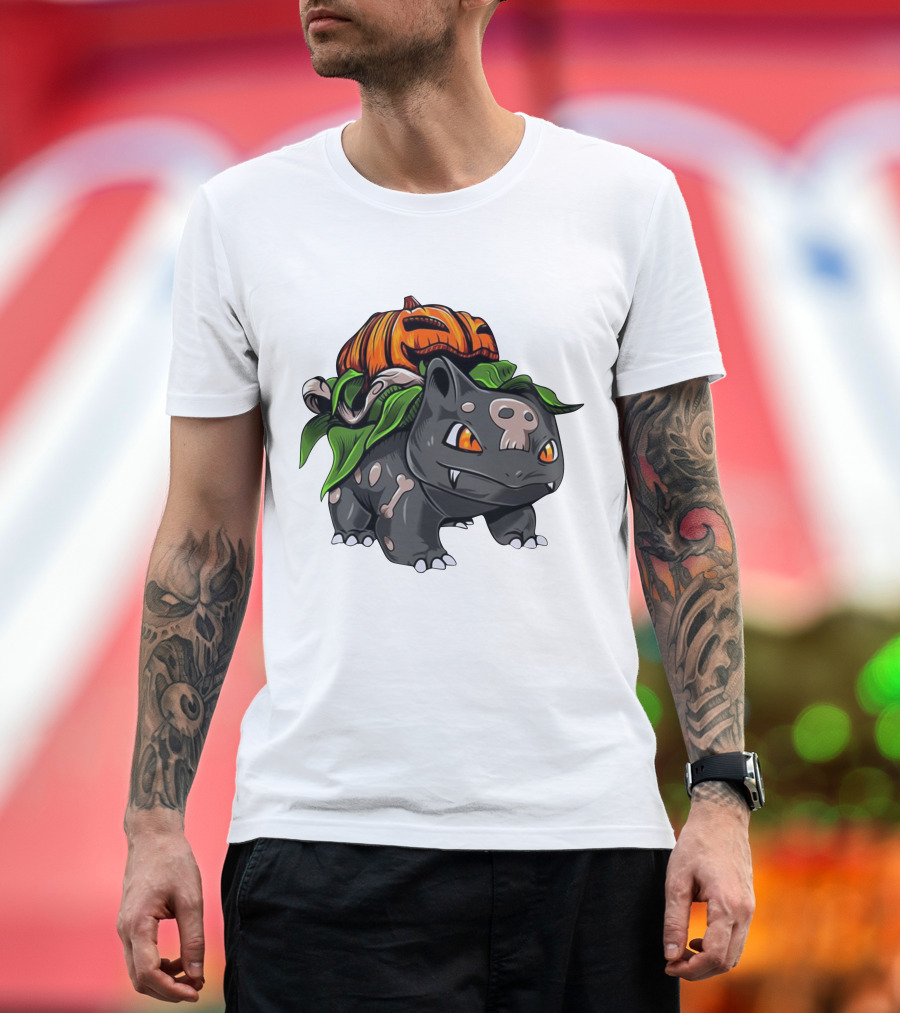 Halloween Bulbasaur Pumpkin Skeleton Spooky Pokemon T-Shirt