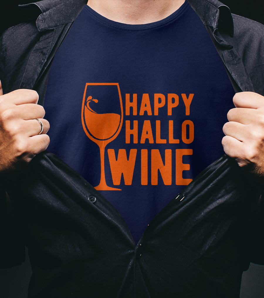 Happy HalloWine Wine Glass Halloween T-Shirt