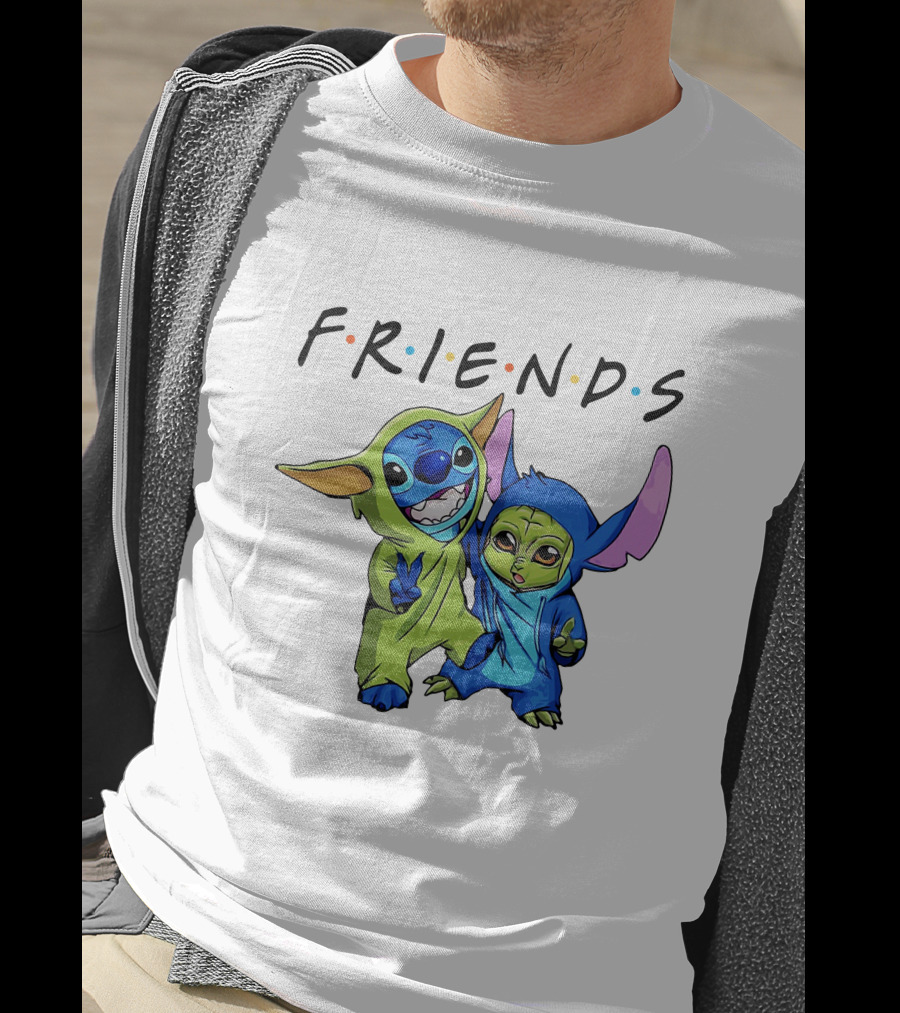 Stitch And Baby Yoda Friends TV Show T-Shirt
