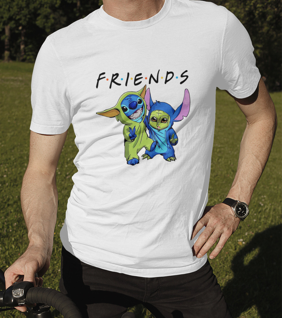 Stitch And Baby Yoda Friends TV Show T-Shirt