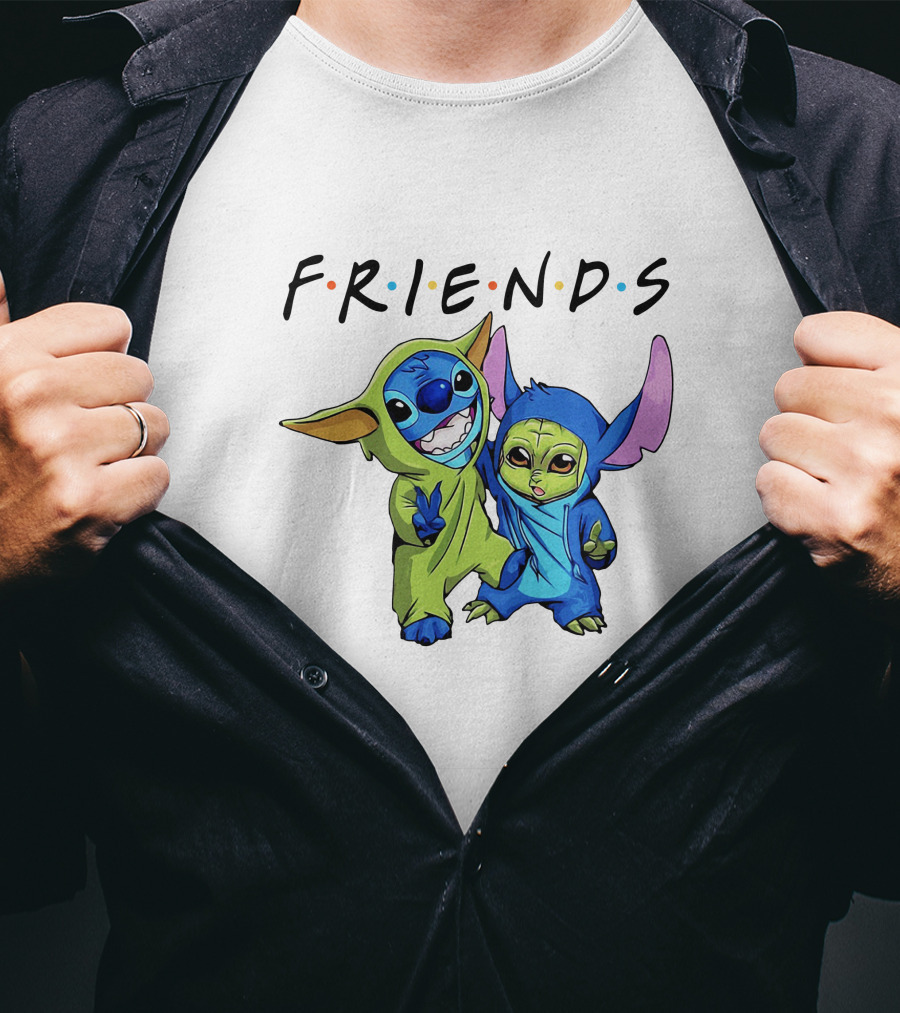 Stitch And Baby Yoda Friends TV Show T-Shirt