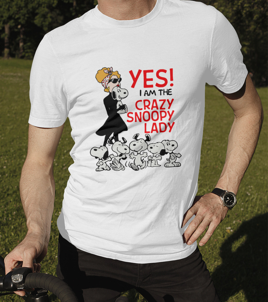 YES I Am The Crazy Snoopy Lady With Retro Snoopy Characters T-Shirt