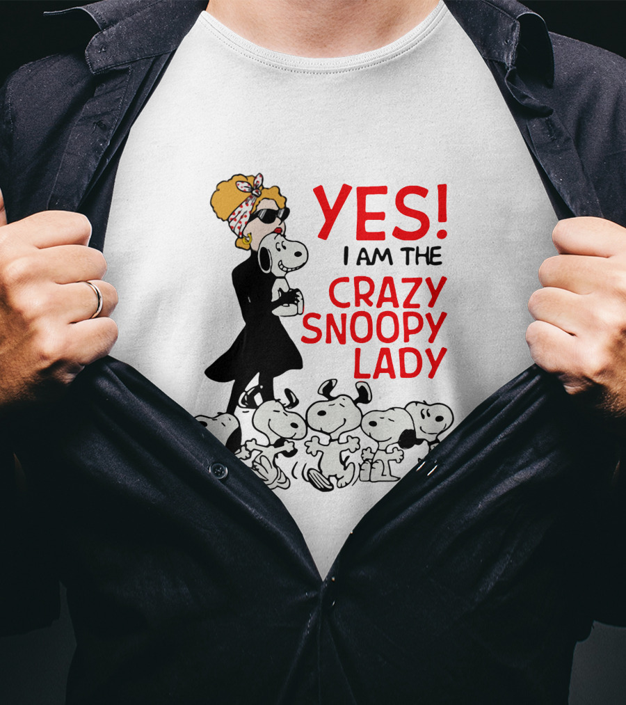 YES I Am The Crazy Snoopy Lady With Retro Snoopy Characters T-Shirt