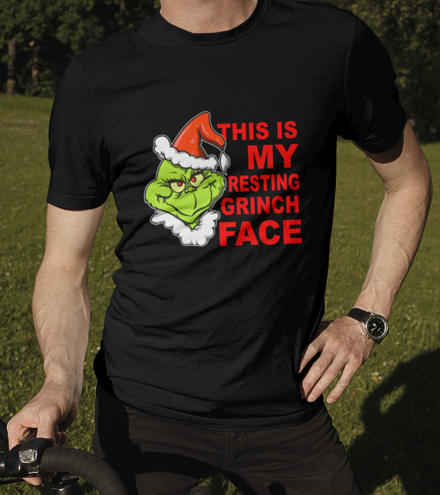 This Is My Resting Grinch Face Santa Hat Grumpy Expression T-Shirt