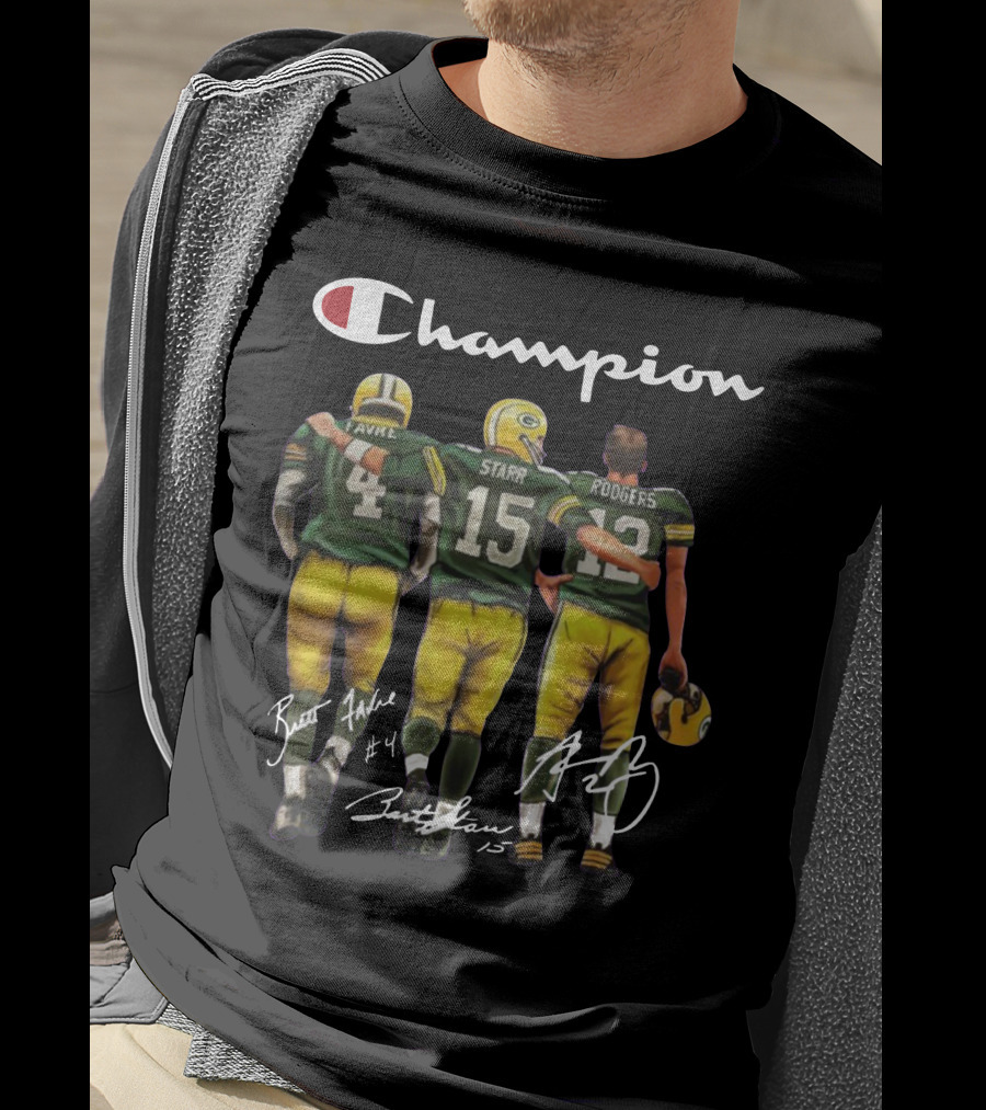 Champion Green Bay Packers Favre Starr Rodgers Signatures T-Shirt