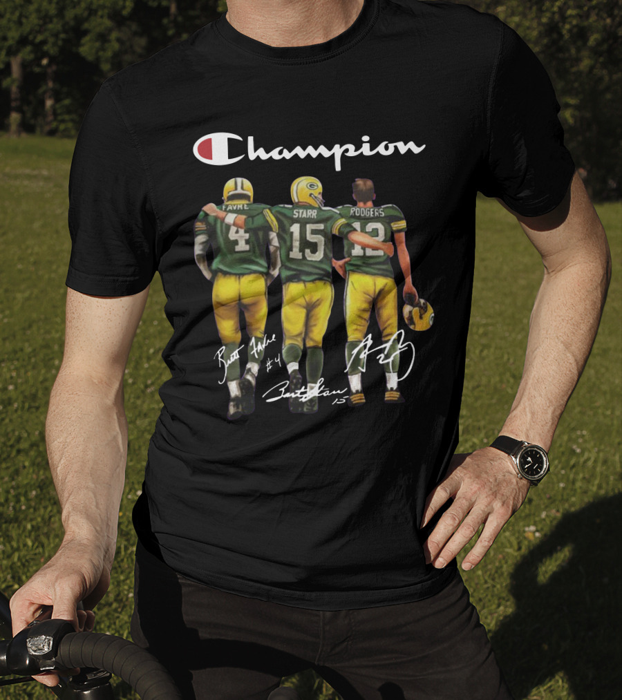 Champion Green Bay Packers Favre Starr Rodgers Signatures T-Shirt