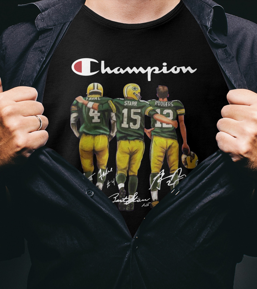 Champion Green Bay Packers Favre Starr Rodgers Signatures T-Shirt