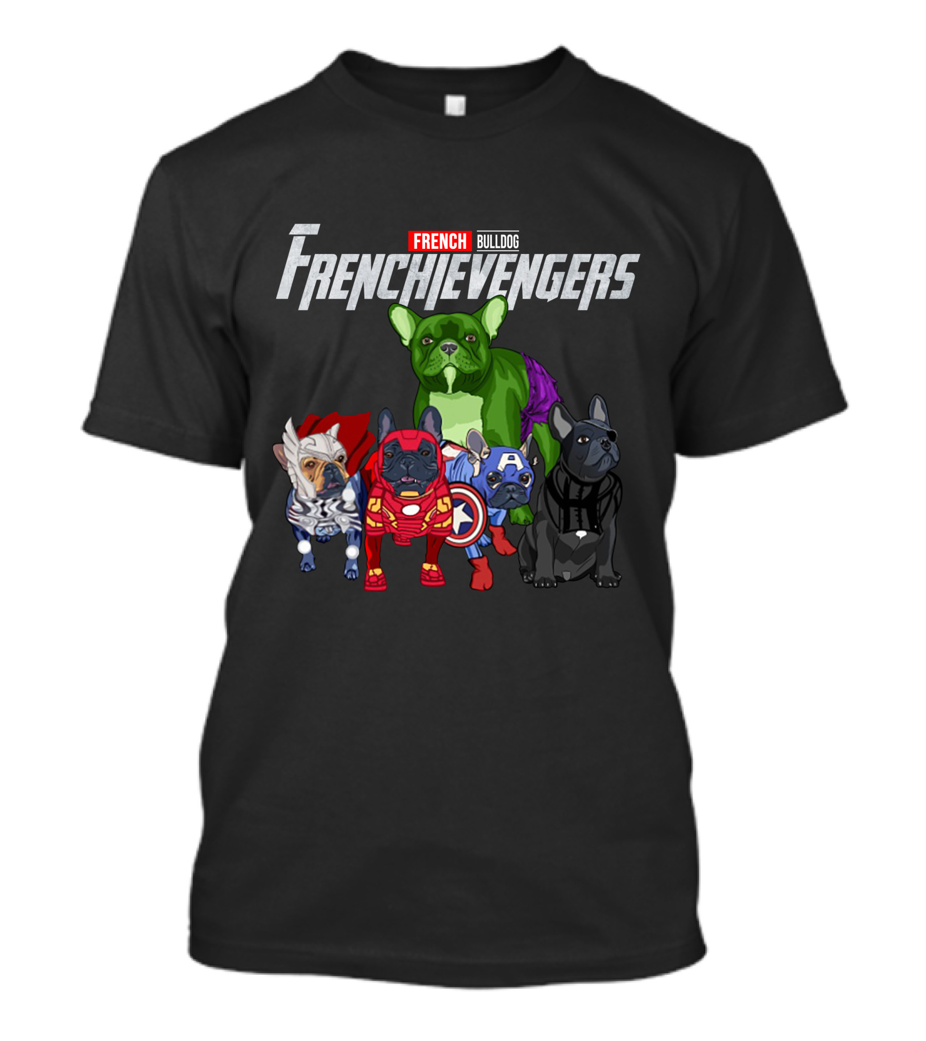 Marvel French Bulldog Frenchievengers Assemble Comic Heroes T-Shirt