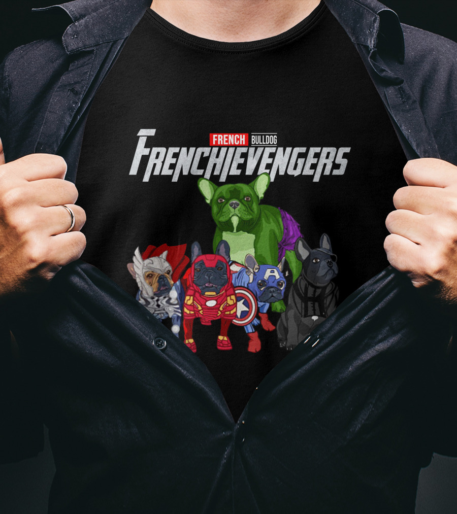 Marvel French Bulldog Frenchievengers Assemble Comic Heroes T-Shirt