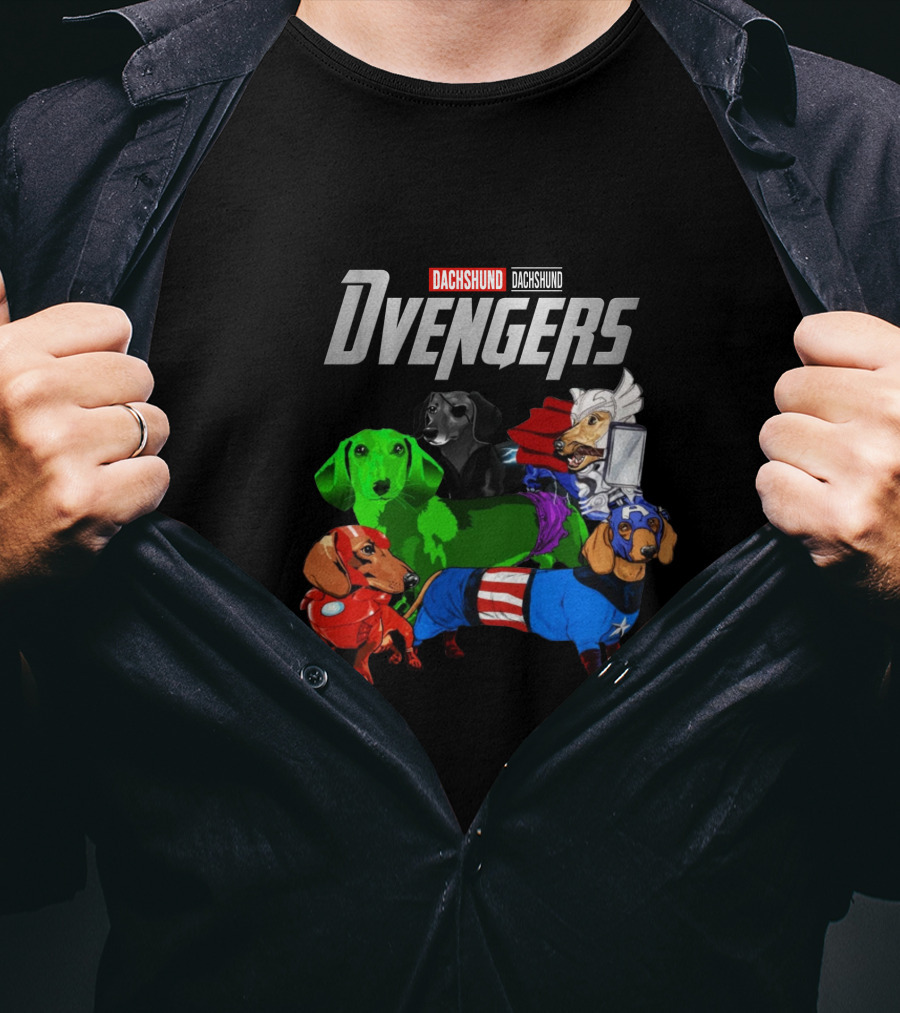 Marvel Avengers Endgame Dachshund Dvengers Dogs As Superheroes T-Shirt