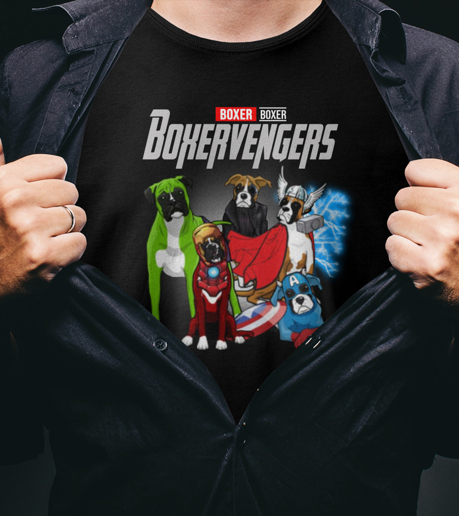 Marvel Avengers Boxer Boxervengers Dogs Superhero T-Shirt
