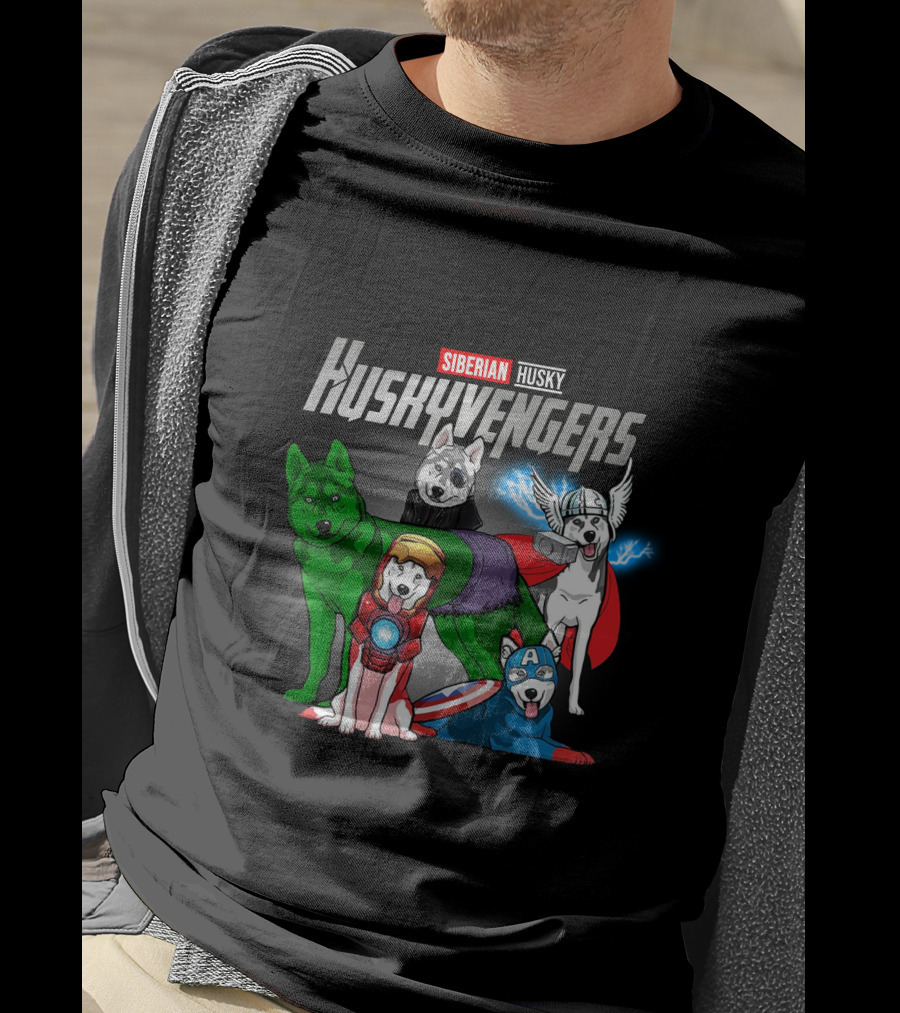 Marvel Siberian Husky Huskyvengers Avengers Crossover Dogs T-Shirt