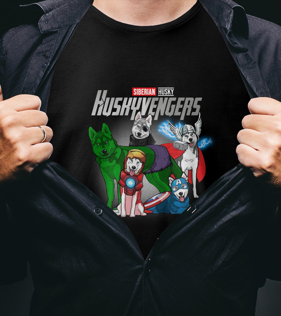 Marvel Siberian Husky Huskyvengers Avengers Crossover Dogs T-Shirt