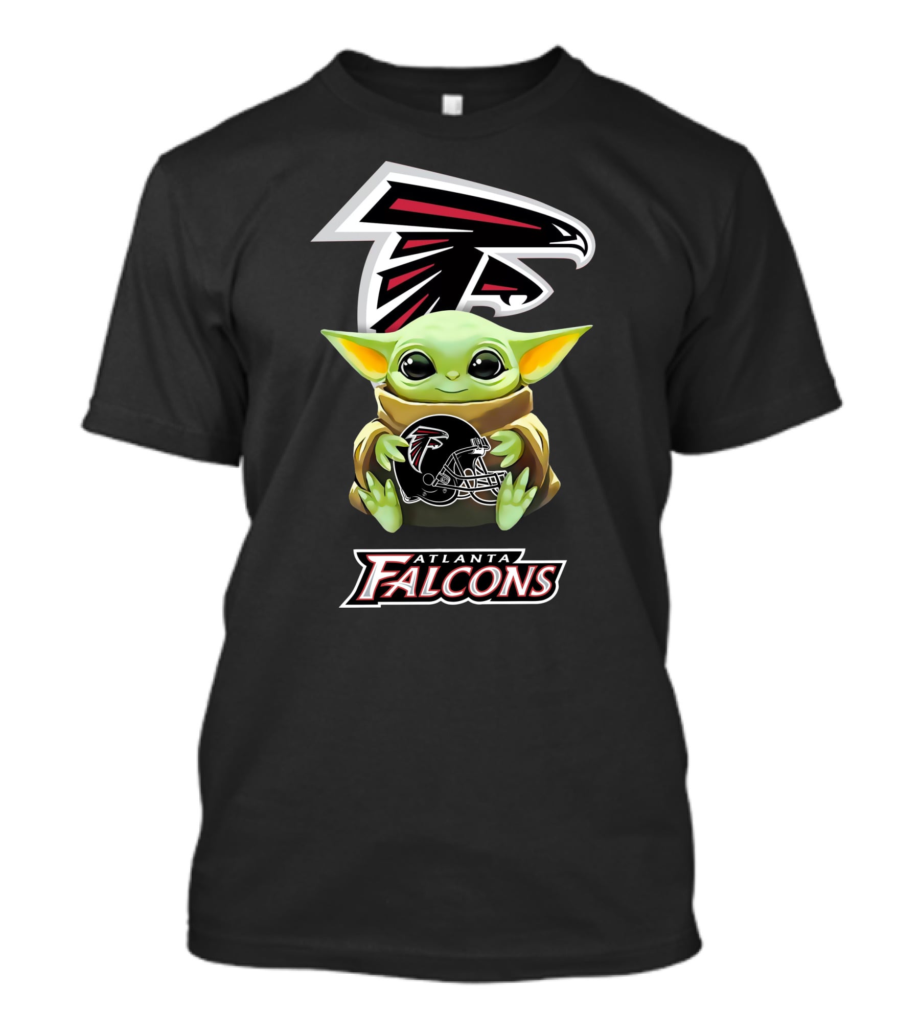 Baby Yoda With Atlanta Falcons Helmet T-Shirt