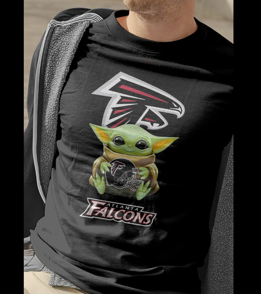Baby Yoda With Atlanta Falcons Helmet T-Shirt