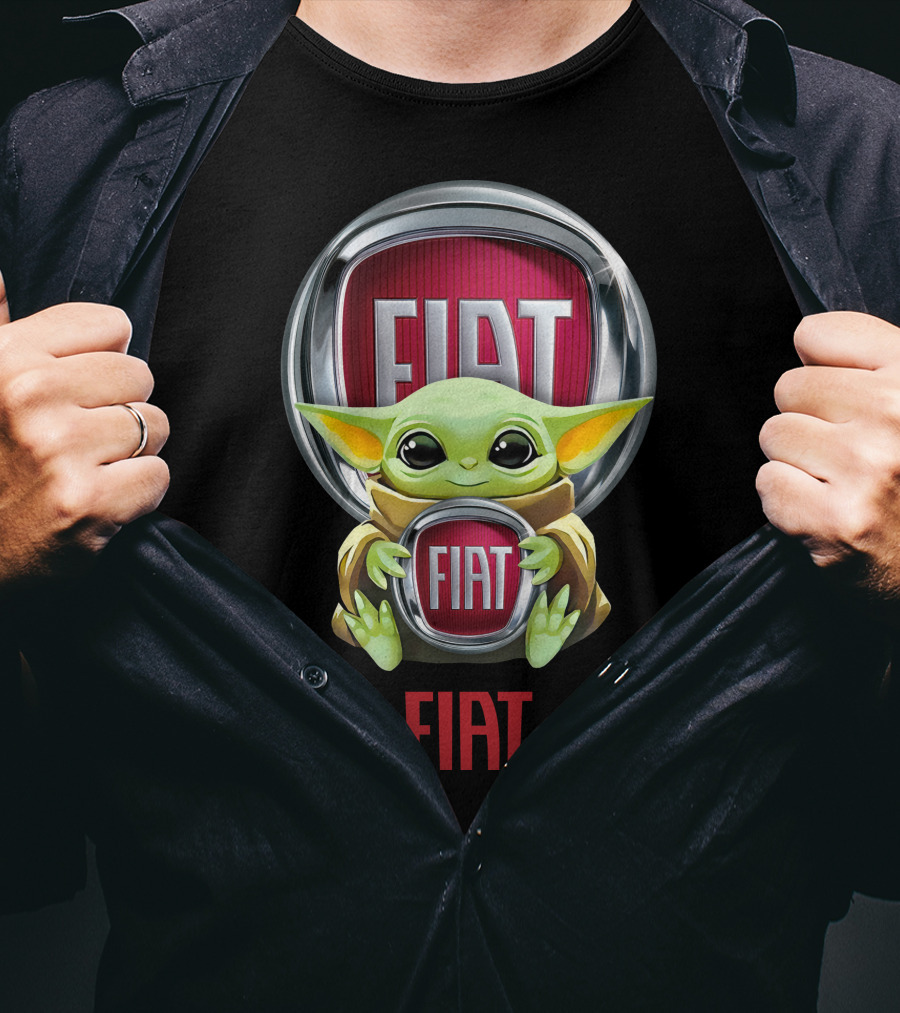Baby Yoda Holding Fiat Emblem T-Shirt