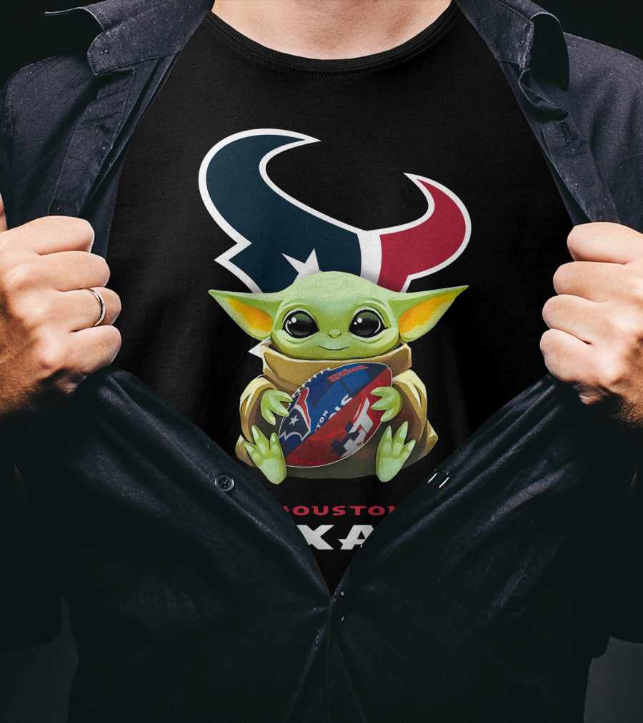 Baby Yoda Houston Texans Football Hug T-Shirt