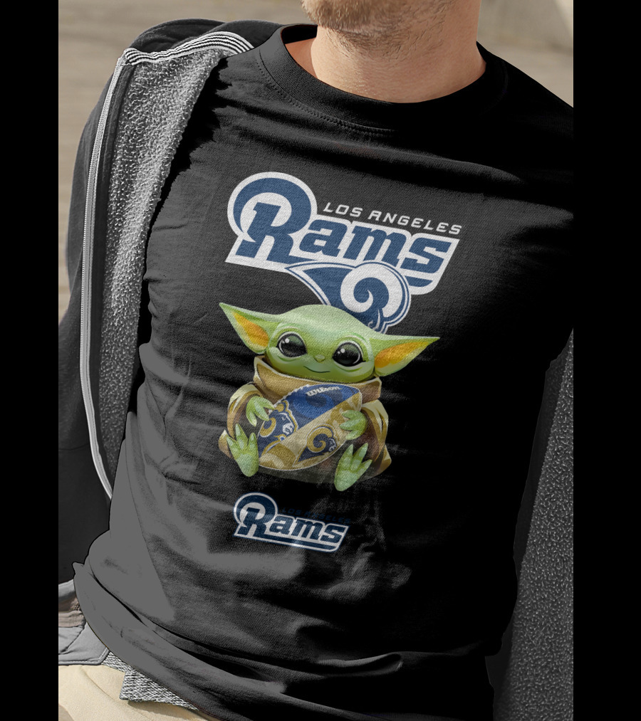 Los Angeles Rams Baby Yoda Holding Football Fan T-Shirt