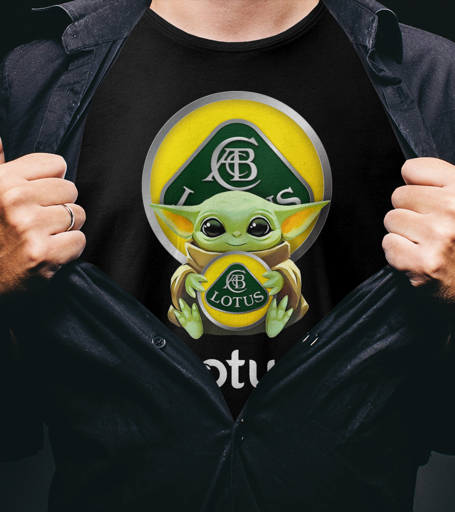 Baby Yoda Holding Lotus Cars Logo Acbc T-Shirt