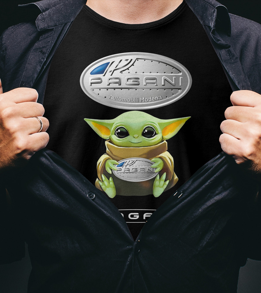 Baby Yoda Holding Pagani Automobili Modena T-Shirt