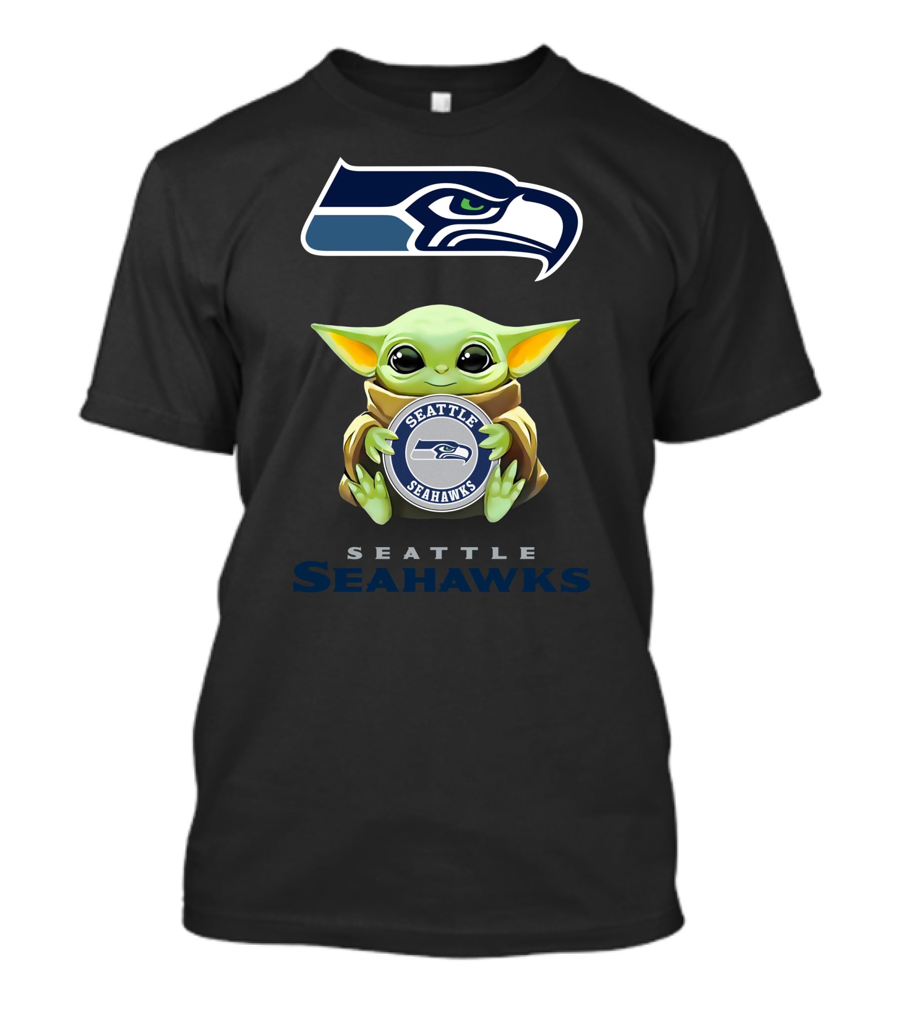 Baby Yoda Seattle Seahawks Hug Official NFL Character T-Shirt