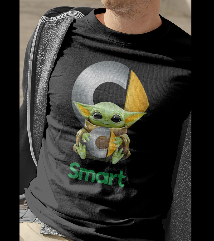 Baby Yoda Hug Commodore Logo Smart T-Shirt