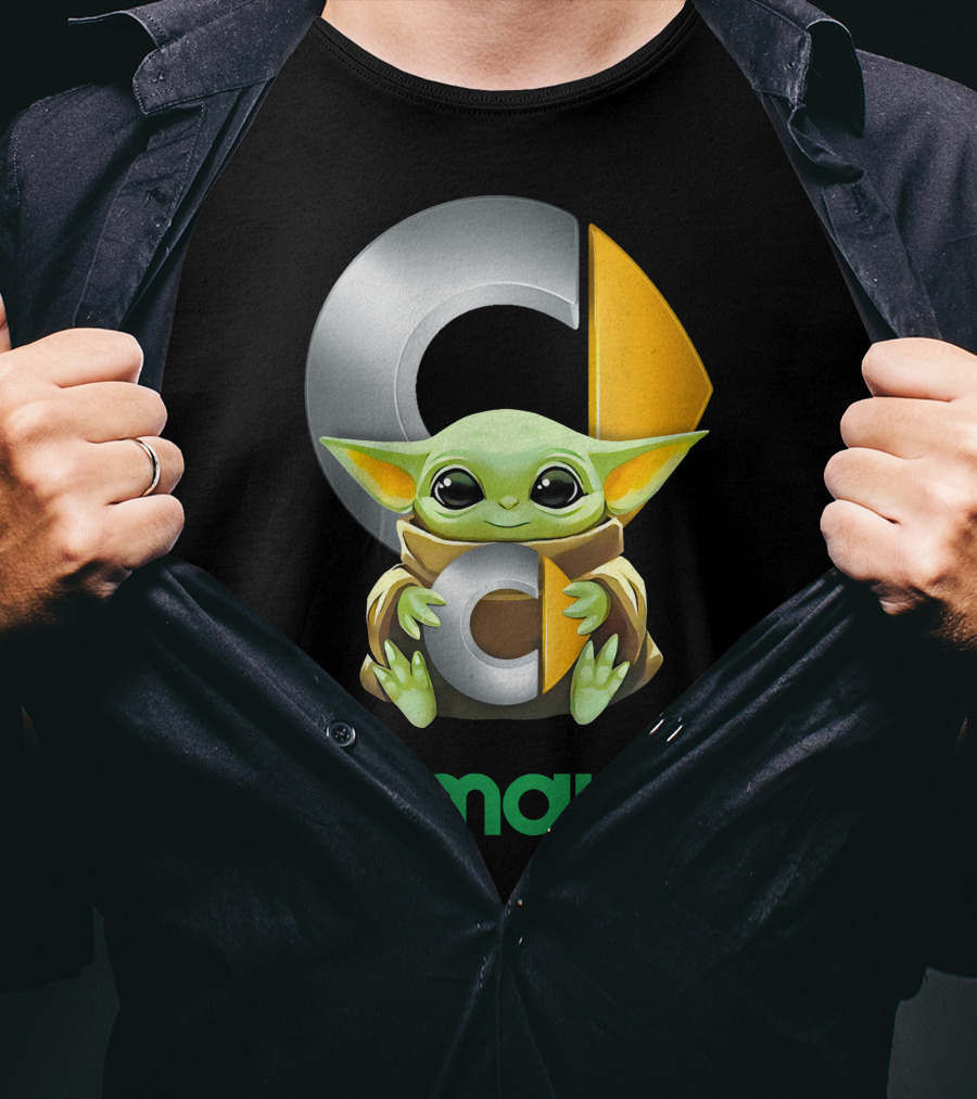 Baby Yoda Hug Commodore Logo Smart T-Shirt