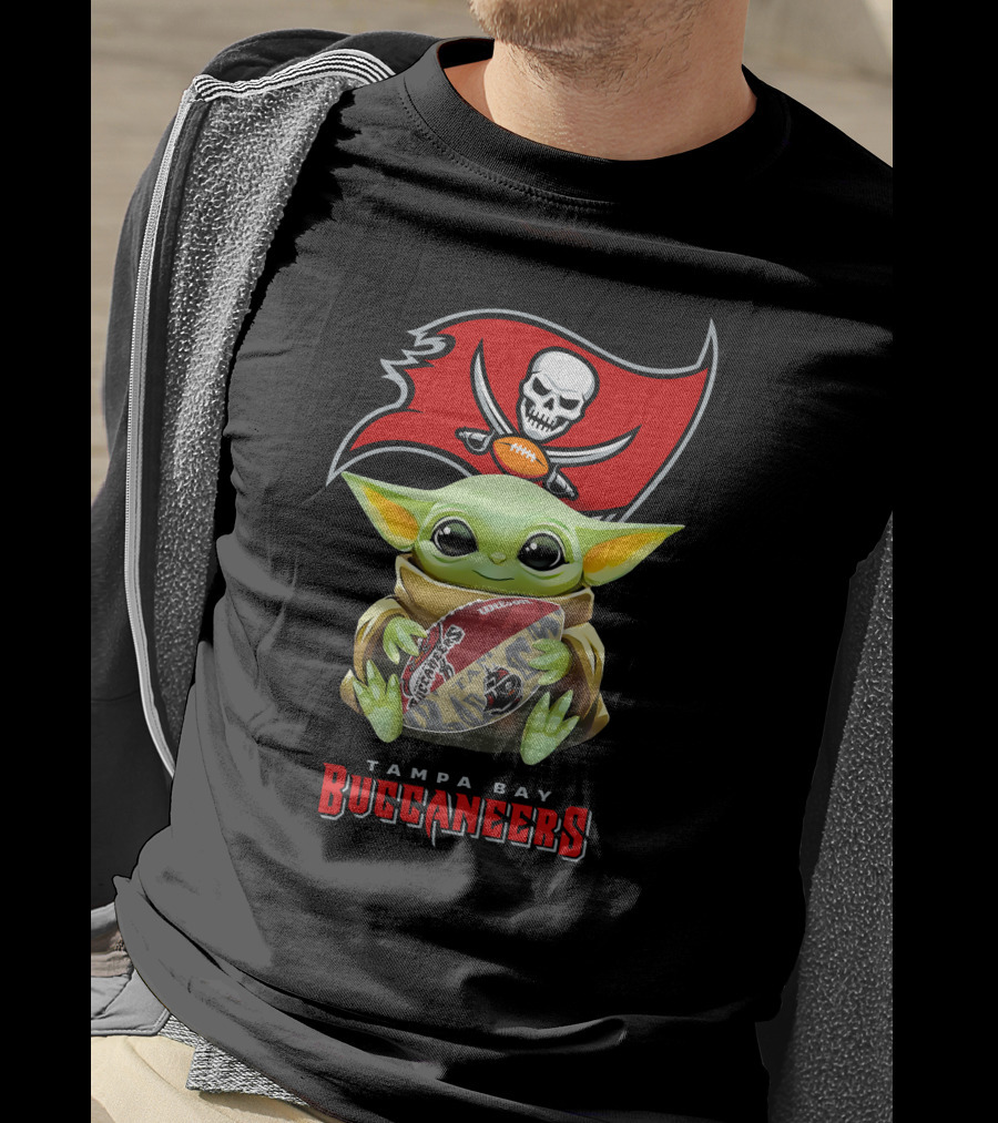 Baby Yoda Holding Tampa Bay Buccaneers Football With Team T-Shirt