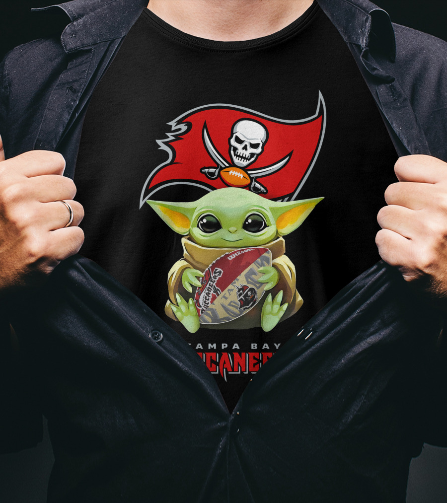Baby Yoda Holding Tampa Bay Buccaneers Football With Team T-Shirt