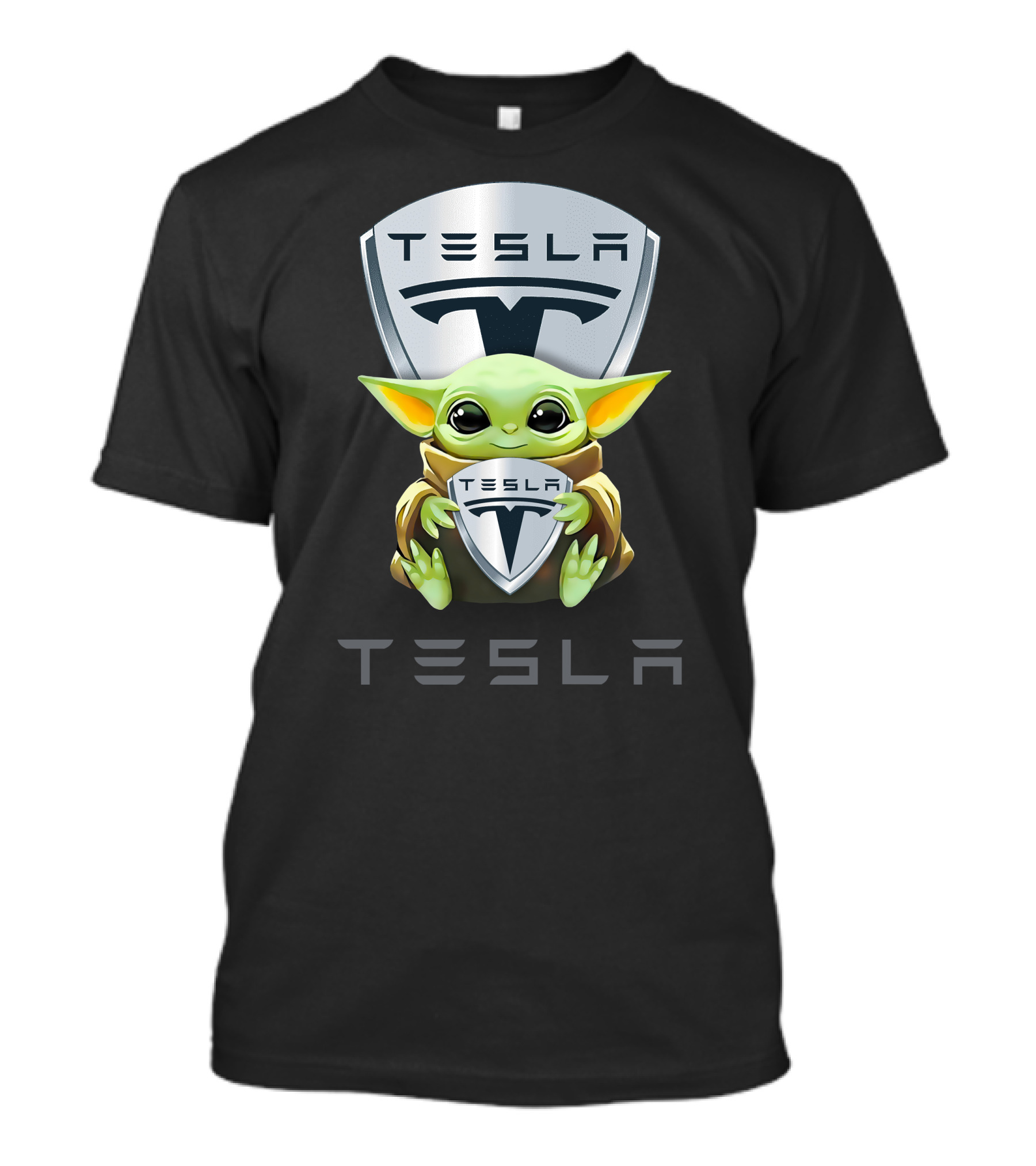 Baby Yoda Holding Tesla T-Shirt