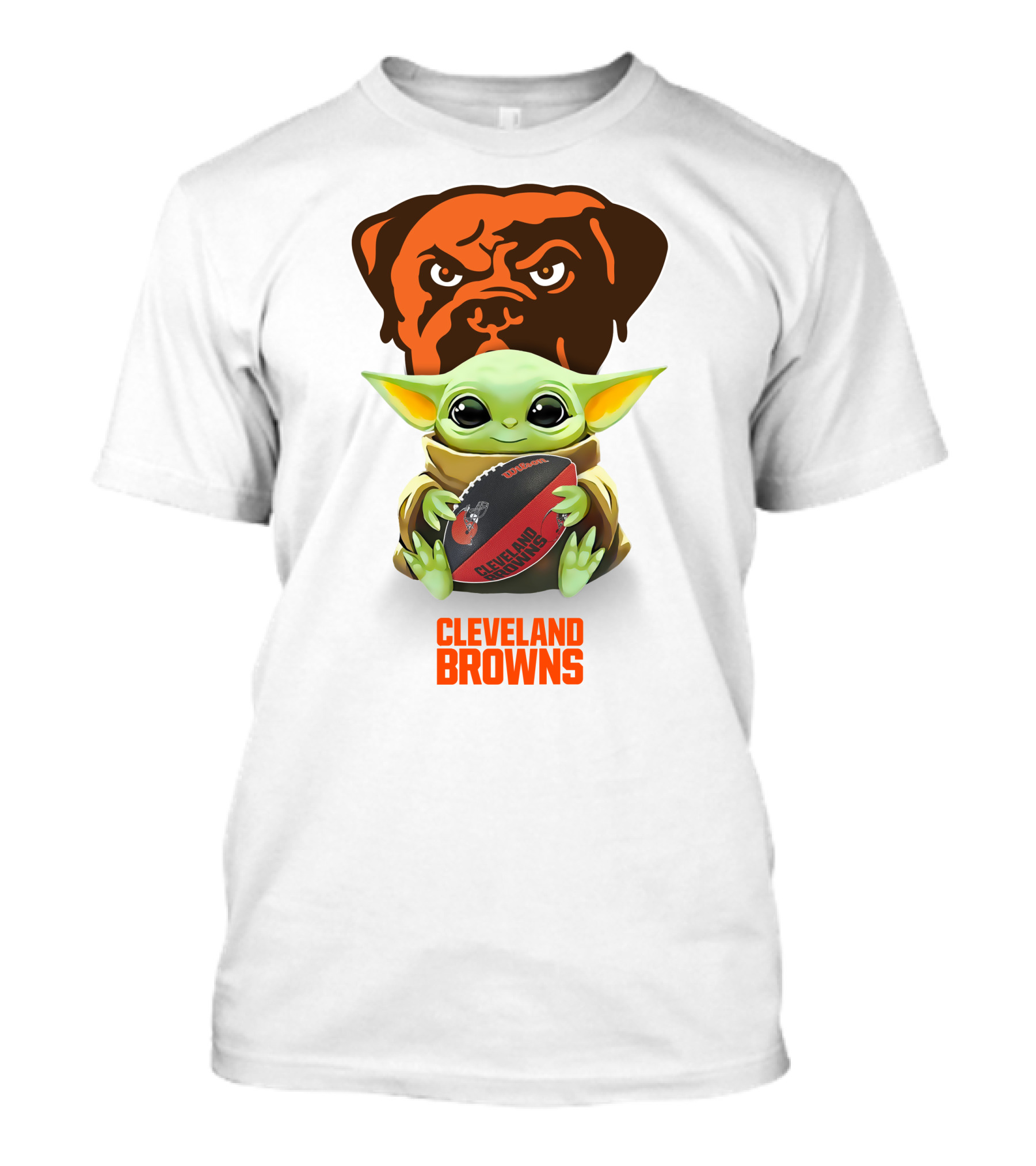 Baby Yoda Cleveland Browns Football Hug Tailgate Browns Dog T-Shirt