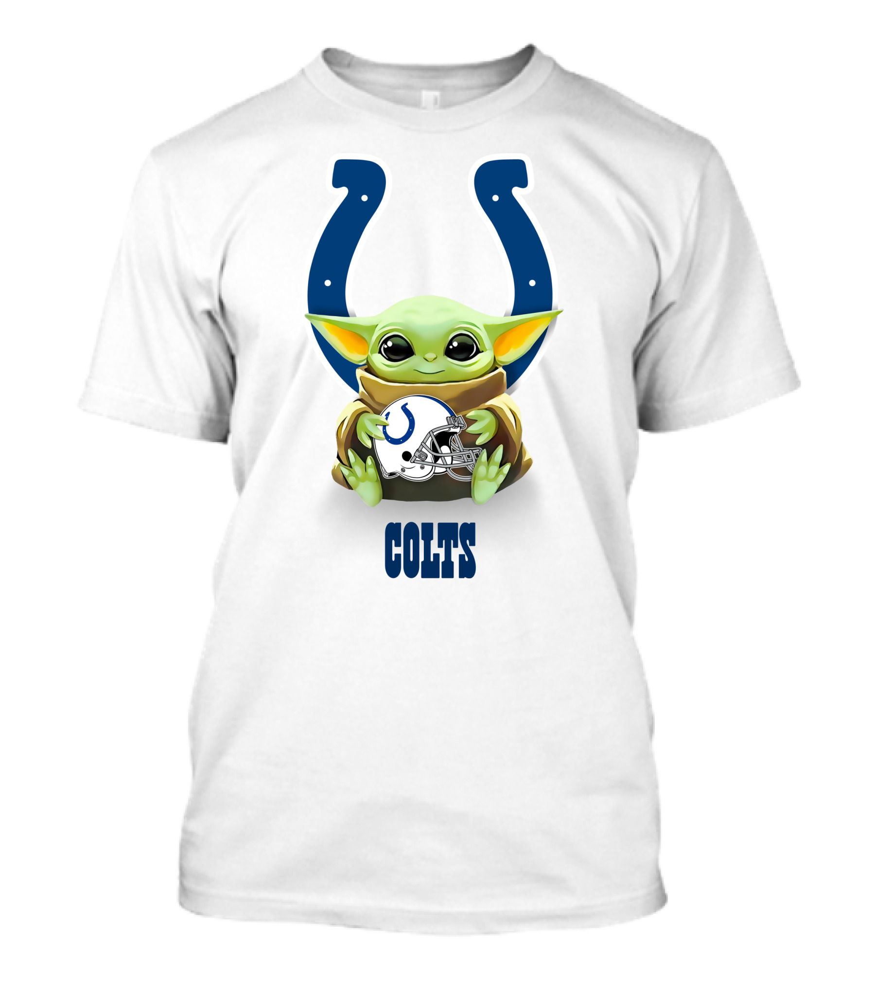 Baby Yoda Colts Helmet Hug With Indianapolis T-Shirt
